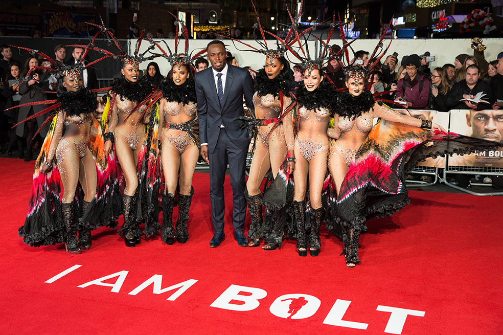 Usain Bolt estrenó su película e invitó a todos sus amigos