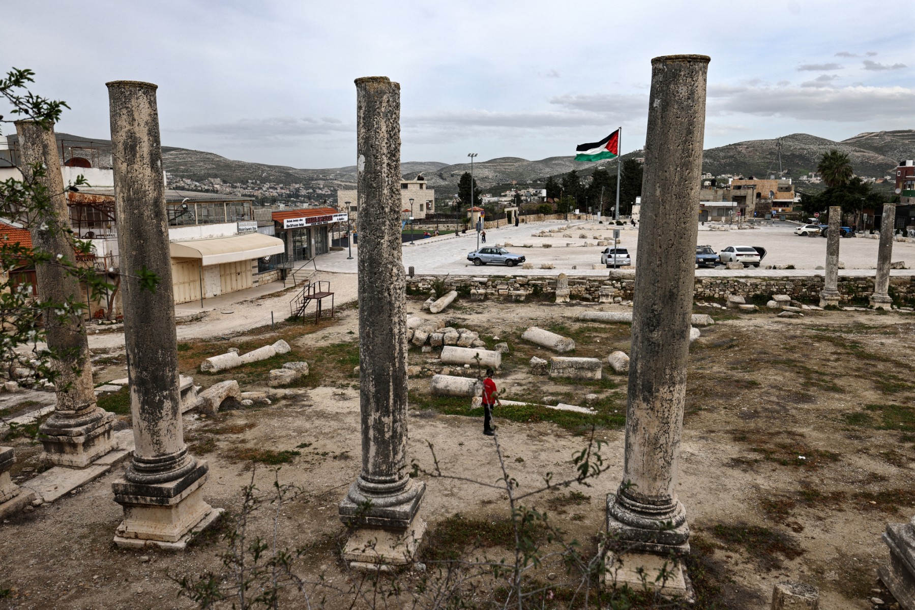 (FILES) This picture taken on February 12, 2026 shows a view of the archaeological site of Sebastia, west of the Israeli-occupied West Bank city of Nablus.