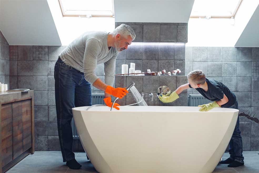 Truco para limpiar los azulejos del baño y la cocina con bicarbonato y vinagre