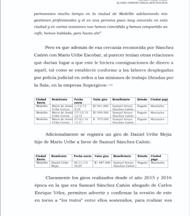 Giros de Mario Uribe a Samuel Sánchez