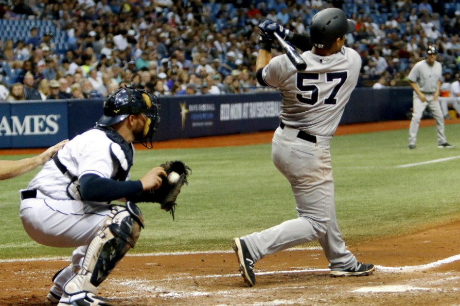 Donovan Solano, número 57 de los Yanquis de Nueva York. / AFP