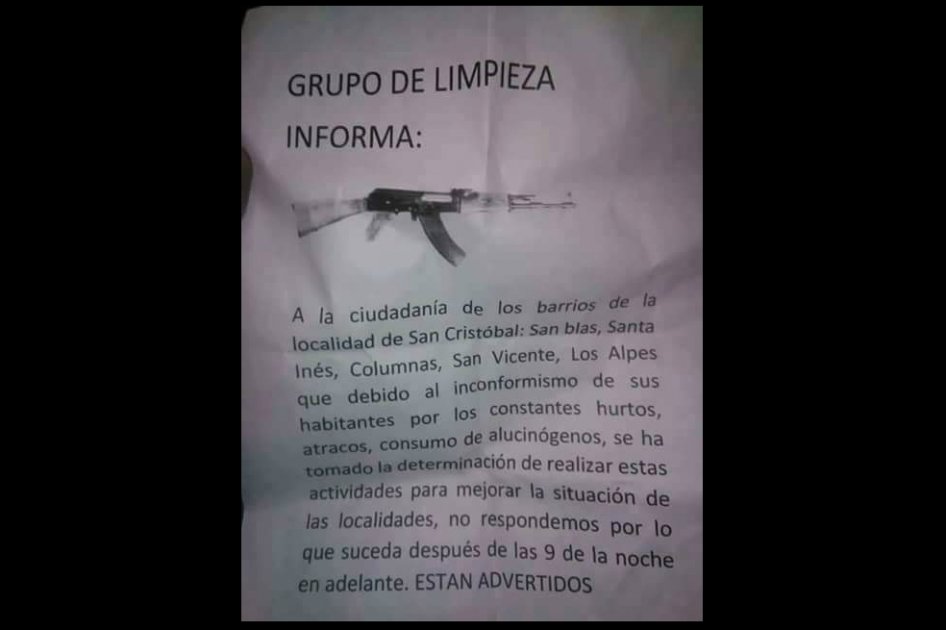 Alerta en San Cristóbal (Bogotá) por panfletos amenazantes