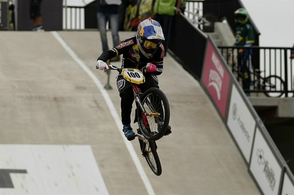Mariana Pajón, durante el Mundial de BMX de Medellín. / EFE