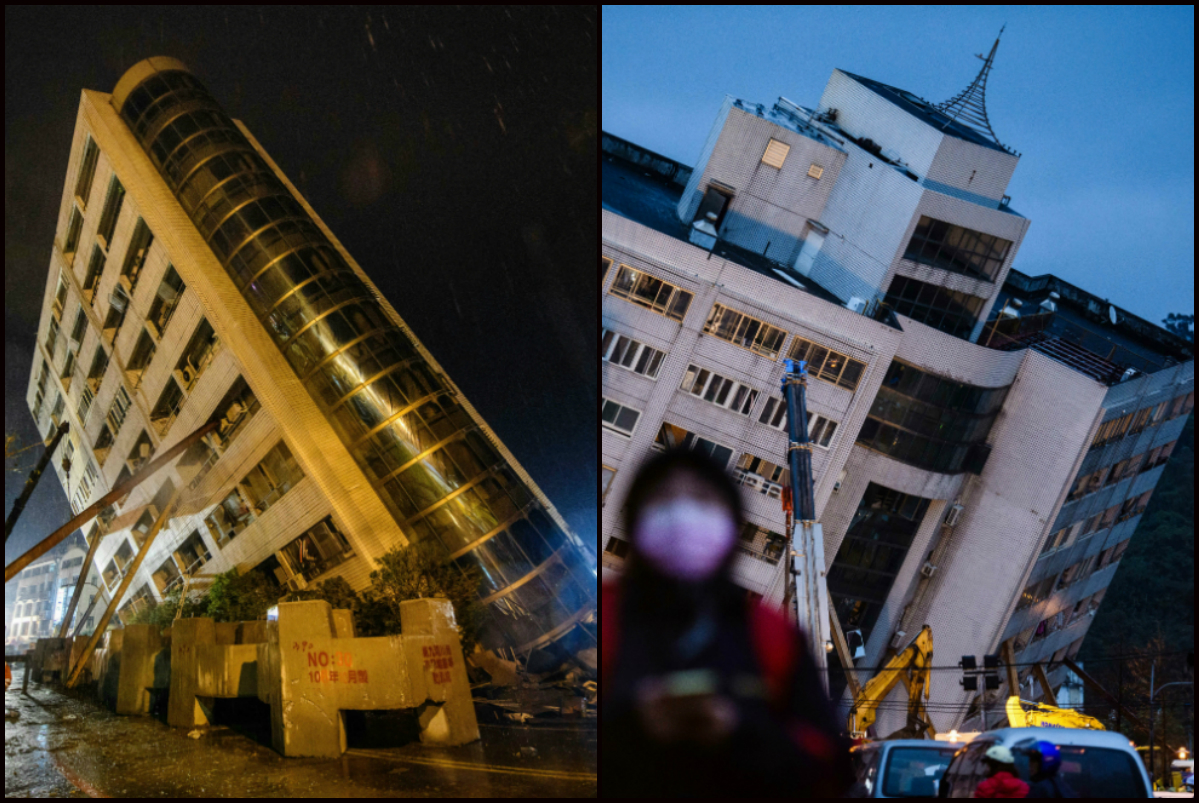 Así quedaron algunas edificaciones tras el sismo de 6,4 grados de magnitud que sacudió Taiwán