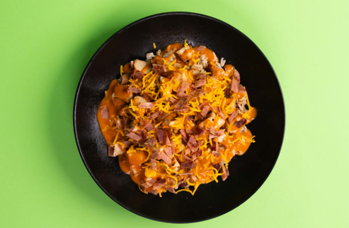 Desgranado de camarones cremoso con queso y tocineta