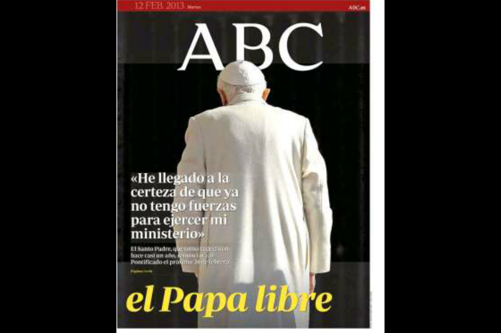 Portadas acerca de la renuncia del Papa Bendecito XVI