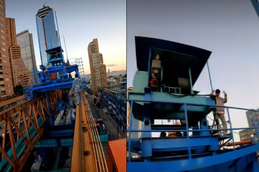 Jóvenes arriesgan sus vidas al escalar viga lanzadora del Metro de Bogotá