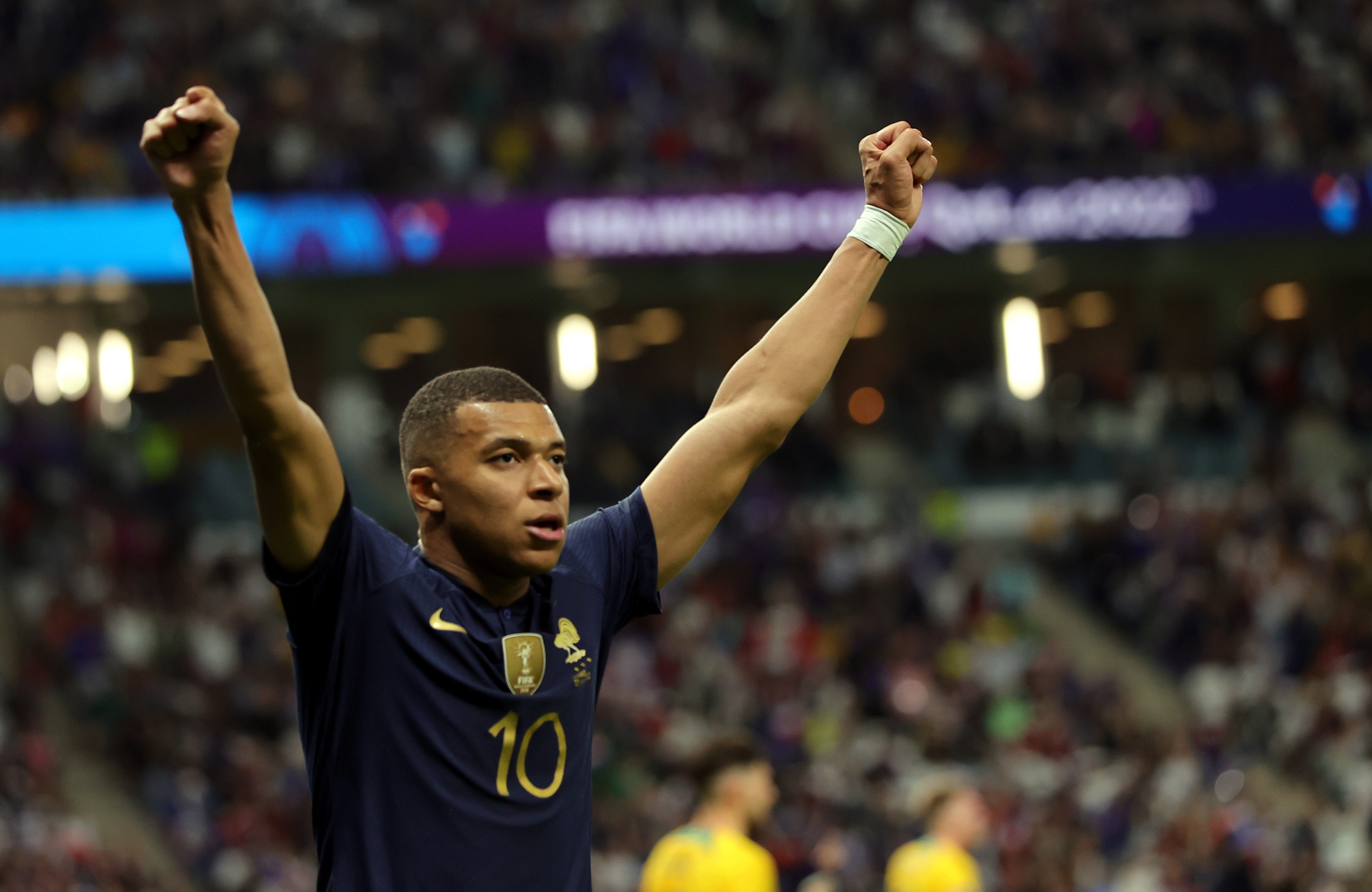 Al Wakrah (Qatar), 22/11/2022.- Kylian Mbappe of France reacts after the 4-1 during the FIFA World Cup 2022 group D soccer match between France and Australia at Al Janoub Stadium in Al Wakrah, Qatar, 22 November 2022. (Mundial de Fútbol, Francia, Catar) EFE/EPA/Friedemann Vogel