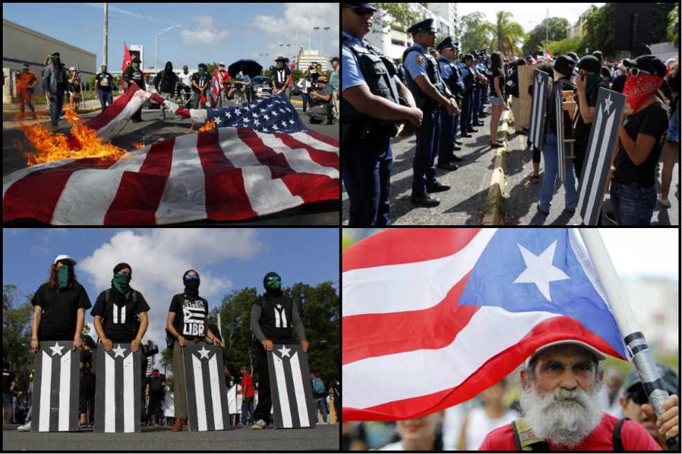 Puertorriqueños queman banderas de EE. UU. en rechazo a su anexión como estado número 51