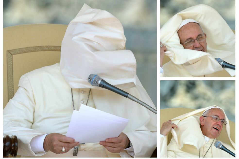 El viento le jugó una mala pasada al papa Francisco