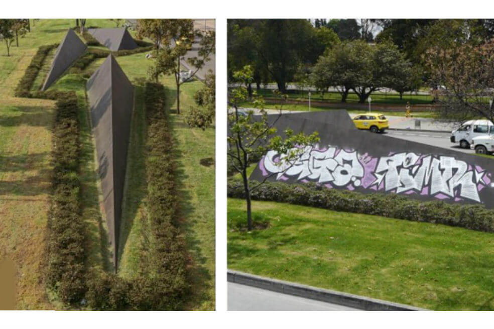 Escultura en Bogotá cuya revitalización costó $73 millones otra vez fue vandalizada