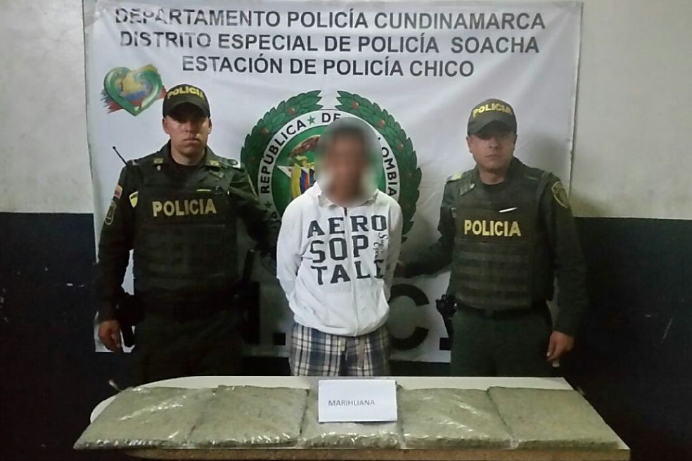 Capturan en Soacha a hombre que pretendía distribuir 4.000 dosis de marihuana