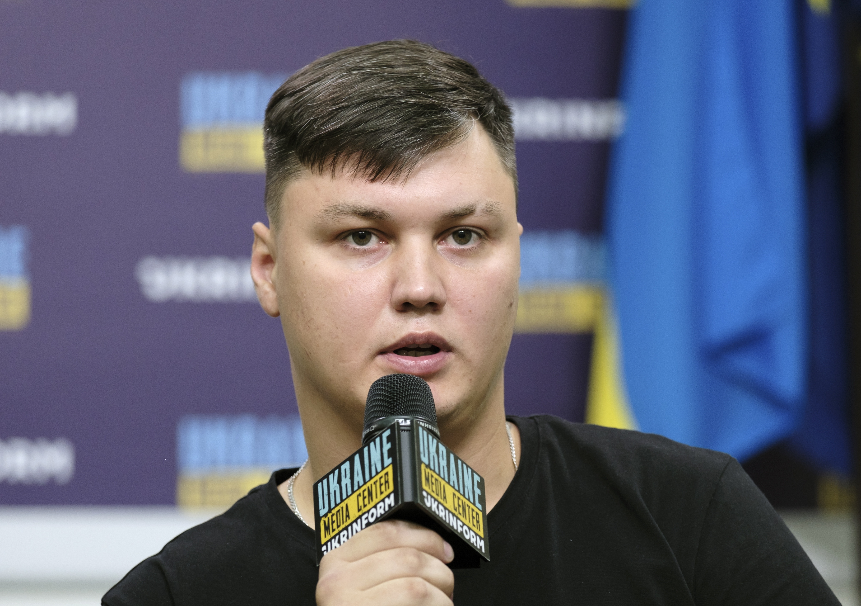 Kyiv (Ukraine), 05/09/2023.- FILE Russian pilot Maksym Kuzminov speaks to journalists during a press conference on special operation 'Synytsia' (Tit) of the Ukrainian intelligence service to hijack a Russian military helicopter, in Kyiv, 05 September 2023, after Kuzminov landed a Russian military helicopter Mi-8 in Poltava on Ukrainian territory on August 9, 2023 (reissued 20 February 2024). The Russian helicopter pilot who defected to Ukraine last year in a secret operation, was found dead in Spain, the main military intelligence agency in Kyiv reported 19 February 2024. (Rusia, España, Ucrania, Kiev) EFE/EPA/STR