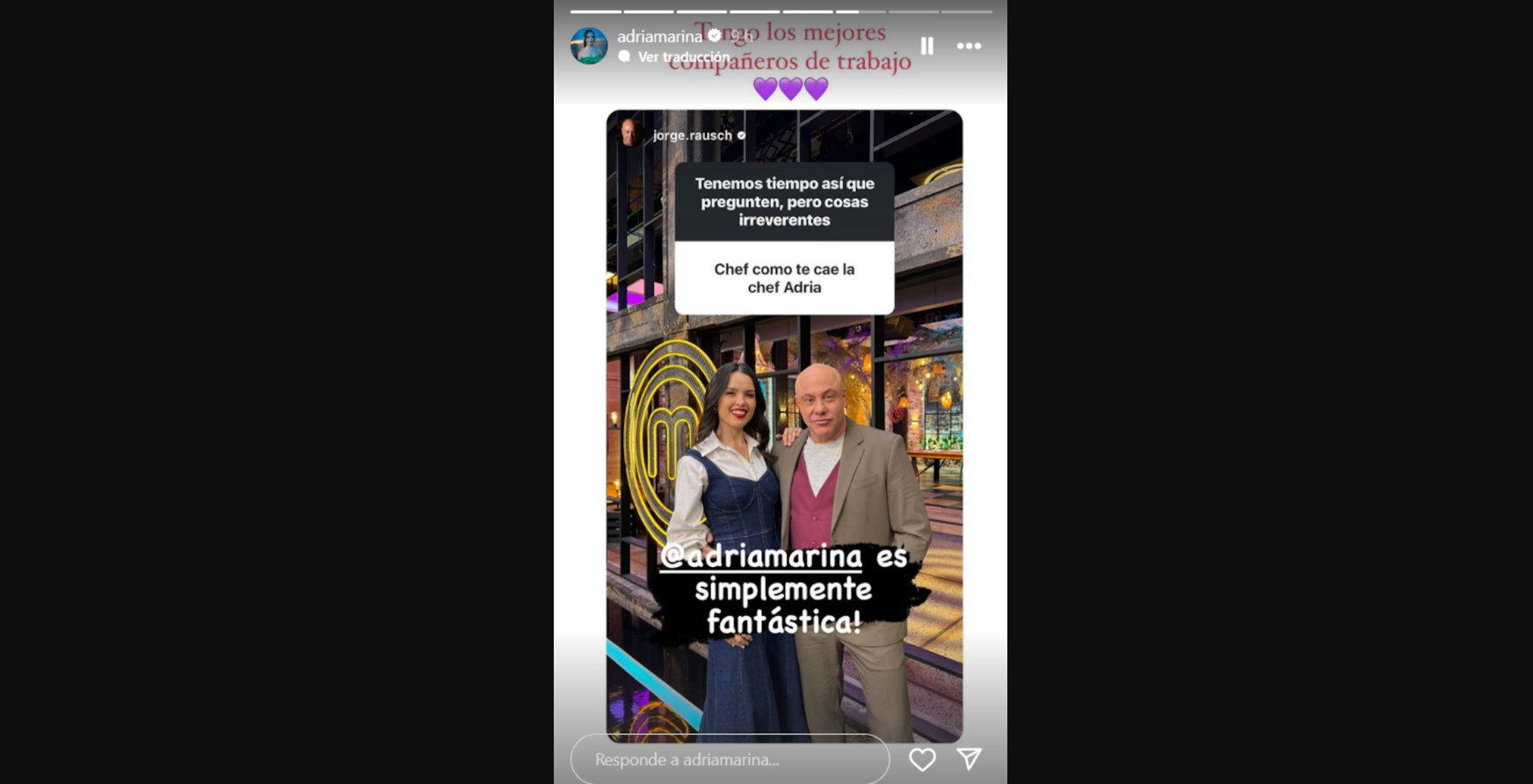 'MasterChef': Jorge Rausch habló sin tpaujo de su relación con Adria Marina