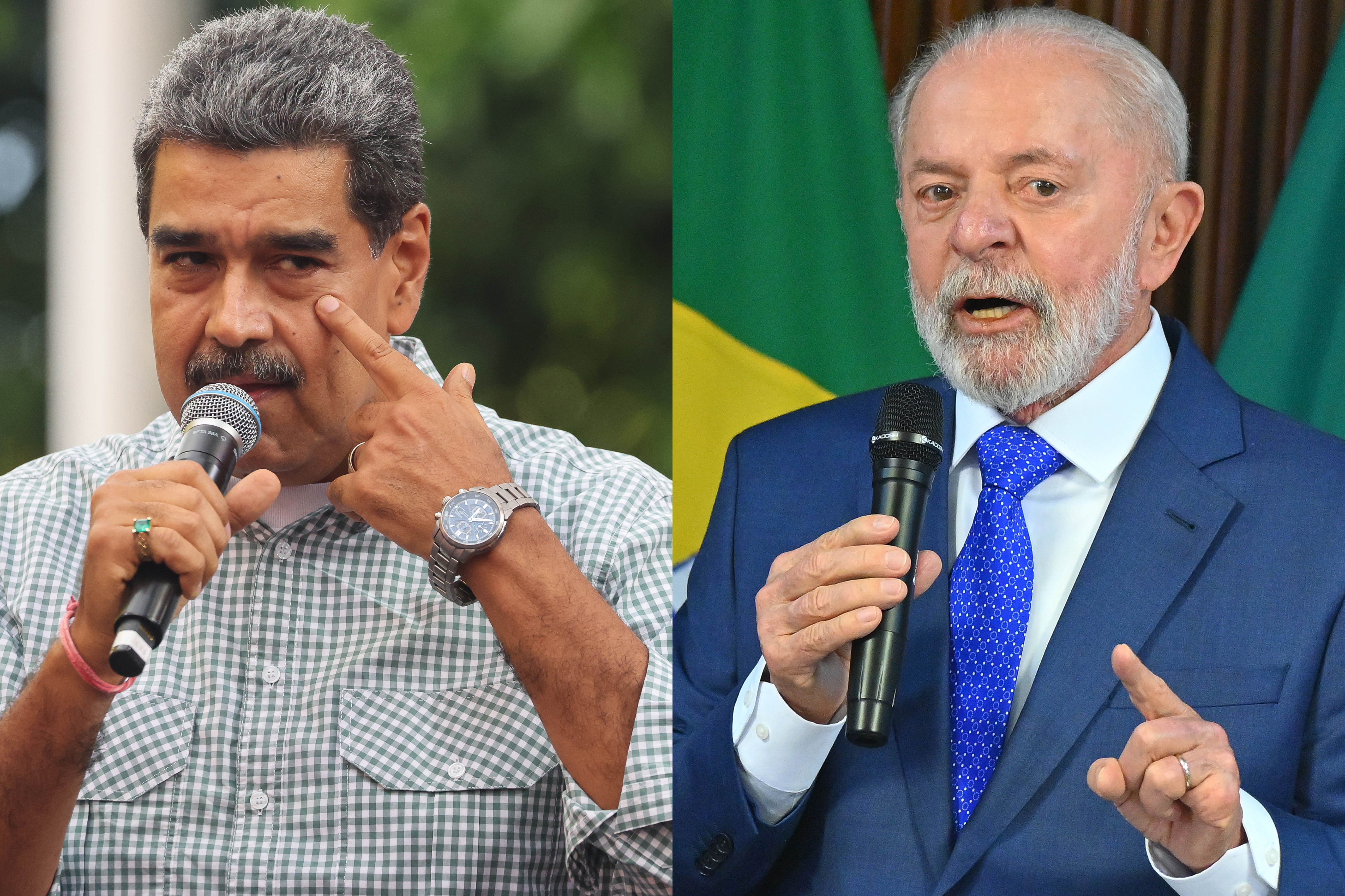 AME6910. BOGOTÁ (COLOMBIA), 07/09/2024.- Combo de fotografías donde se observa al presidente de Venezuela, Nicolas Maduro (i) y al presidente de Brasil, Luiz Inácio Lula da Silva. El Gobierno de Venezuela revocó este sábado la representación de Brasil en las sedes diplomáticas de Argentina en territorio venezolano, que incluye la "custodia de los locales de la misión", incluido "sus bienes y archivos", según un comunicado de Cancillería. EFE / Miguel Gutierrez / André Borges ARCHIVO