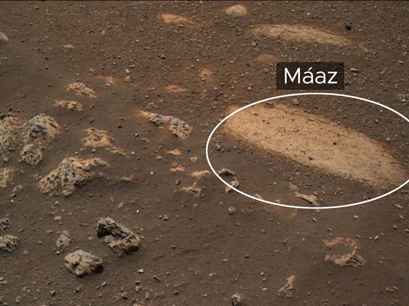 Máaz es una de las rocas que Perseverance ha estudiado. El rover ha determinado que es químicamente parecida a las rocas basálticas de la Tierra.