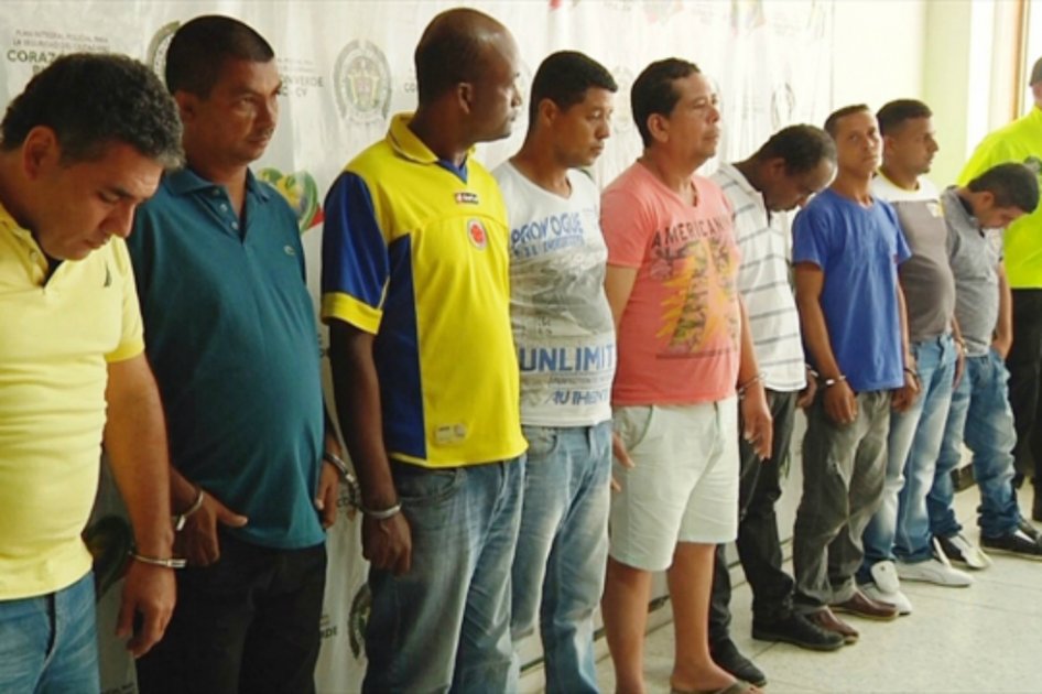 Algunos integrantes de la banda "Los Morras" que fueron capturados/ Foto: Policía. 