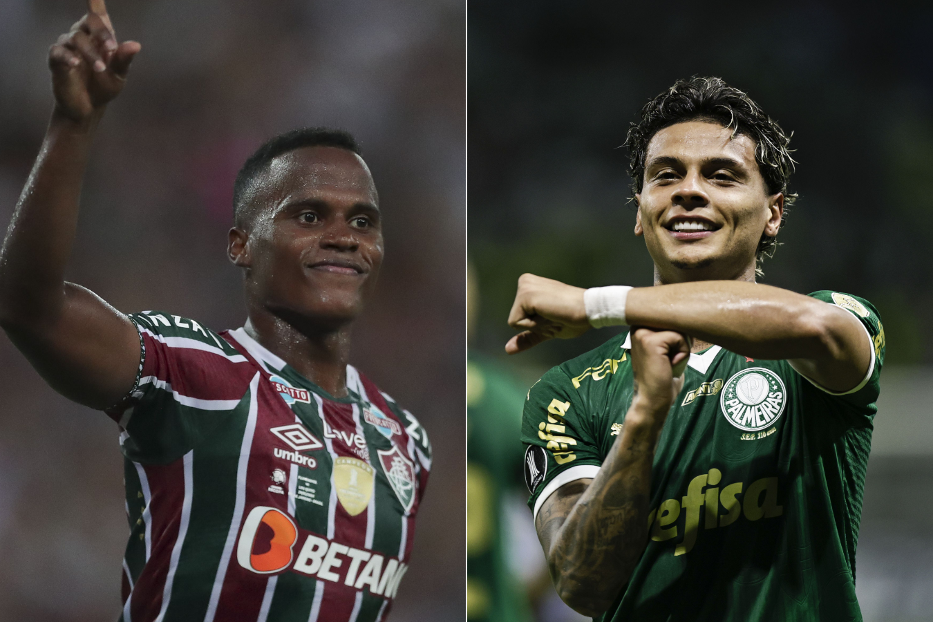 Los colombianos Jhon Arias (izq.) y Richard Ríos juegan en el Brasileirao.