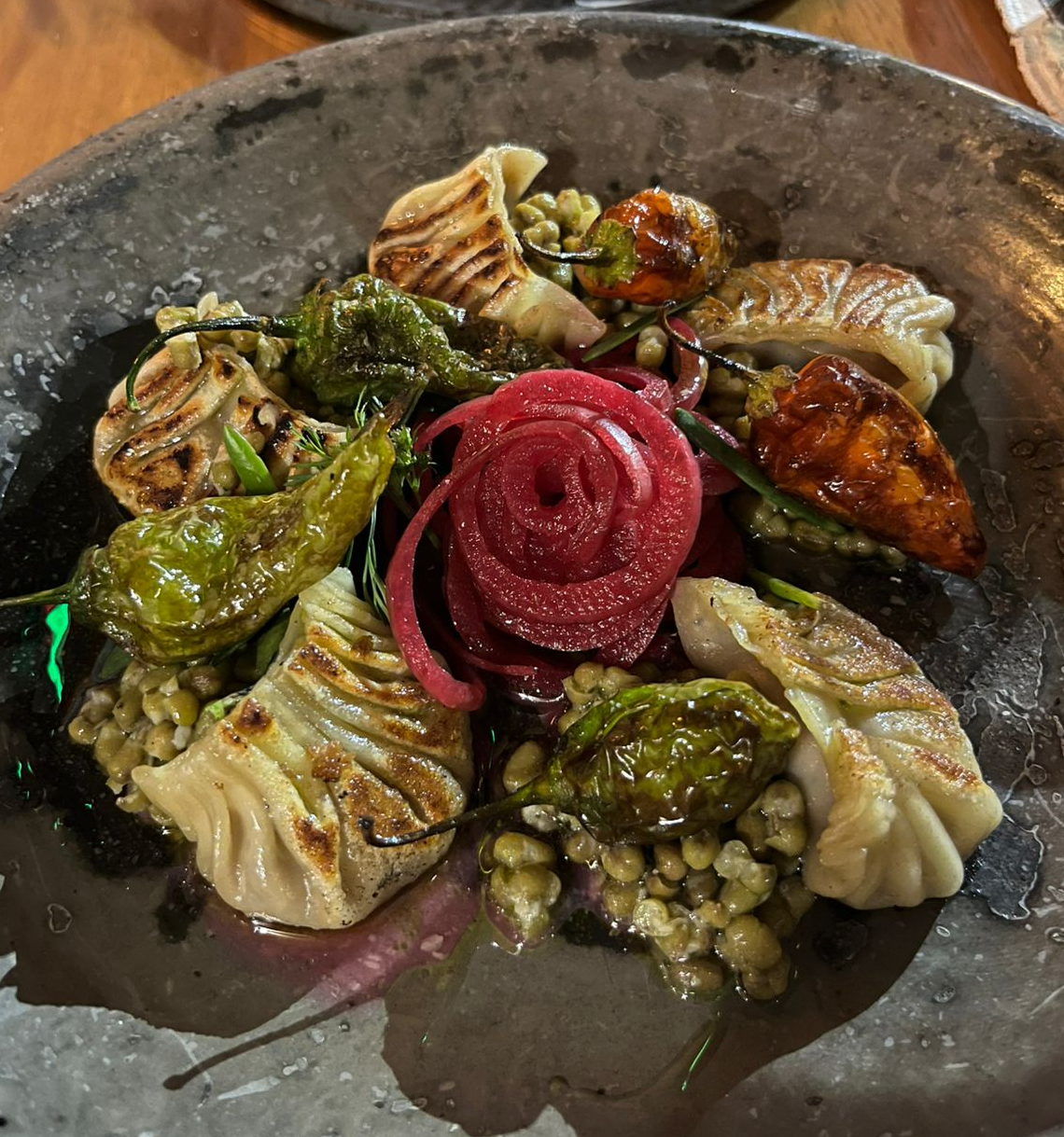 Gyozas de gallina ahumada