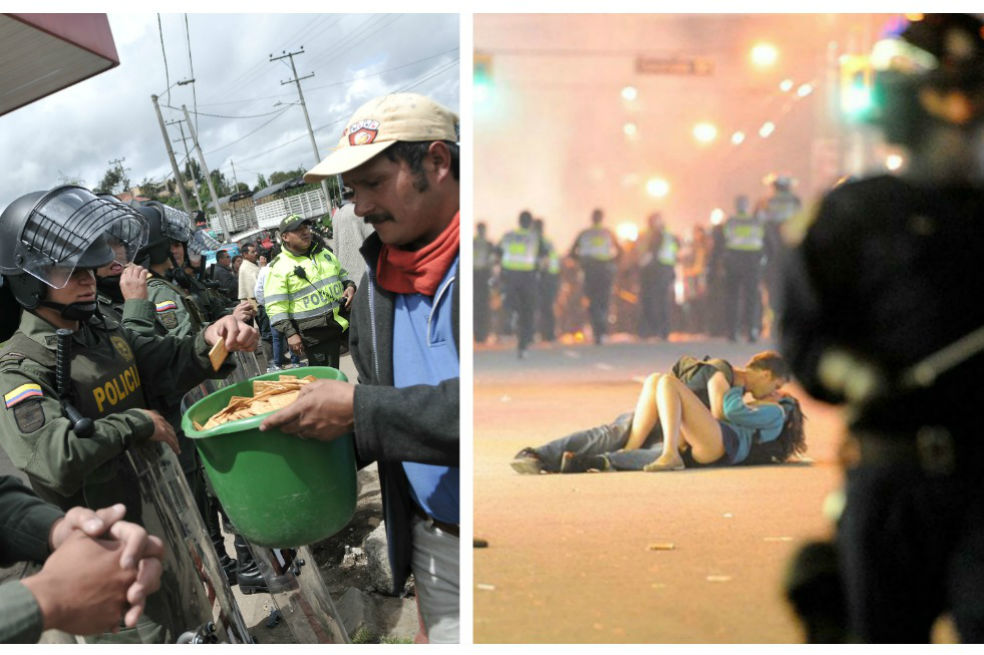 16 increibles momentos de paz en medio de protestas alrededor del mundo