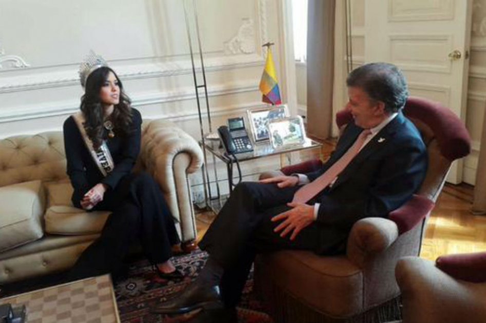 La lucha contra la desnutrición infantil fue el tema del encuentro del presidente con Paulina Vega en la Casa de Nariño./ Twitter @JuanManSantos