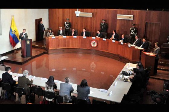 El presidente Juan Manuel Santos ante la Corte Constitucional.