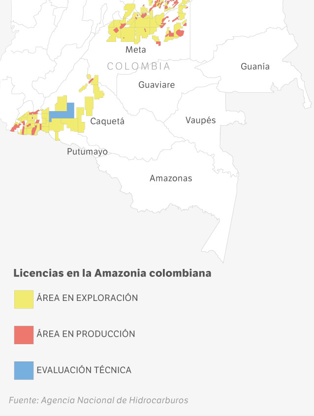 Licencias de exploración y explotación de hidrocarburos en la Amazonia.