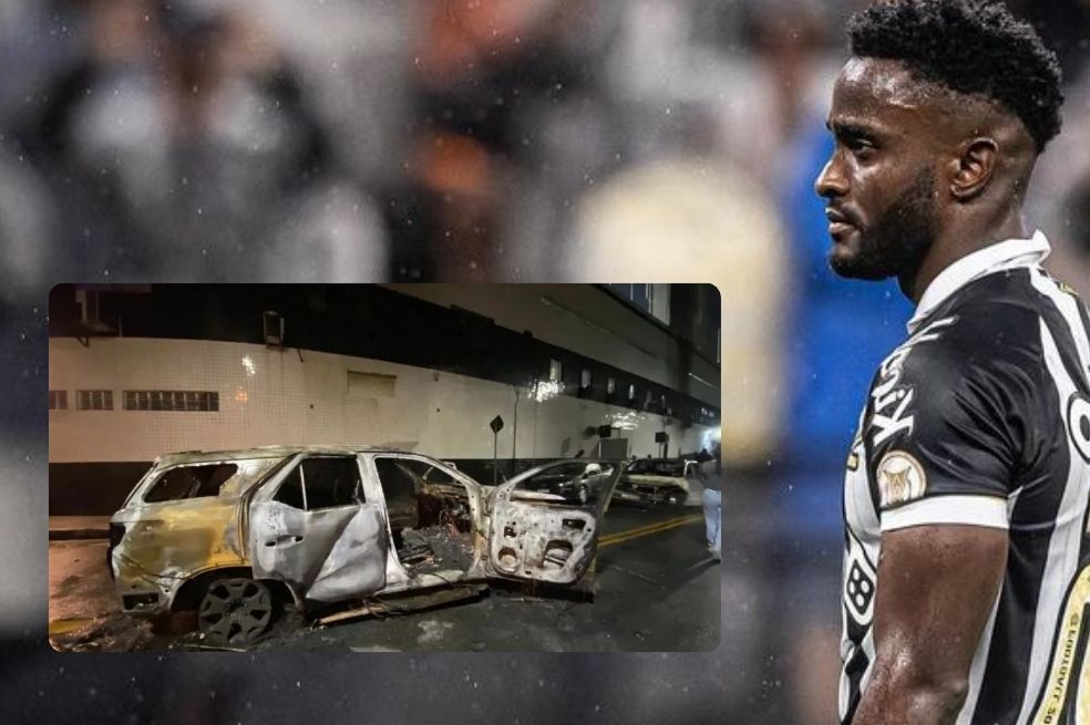 Duras imágenes: así quemaron el carro a Stiven Mendoza por descenso del Santos