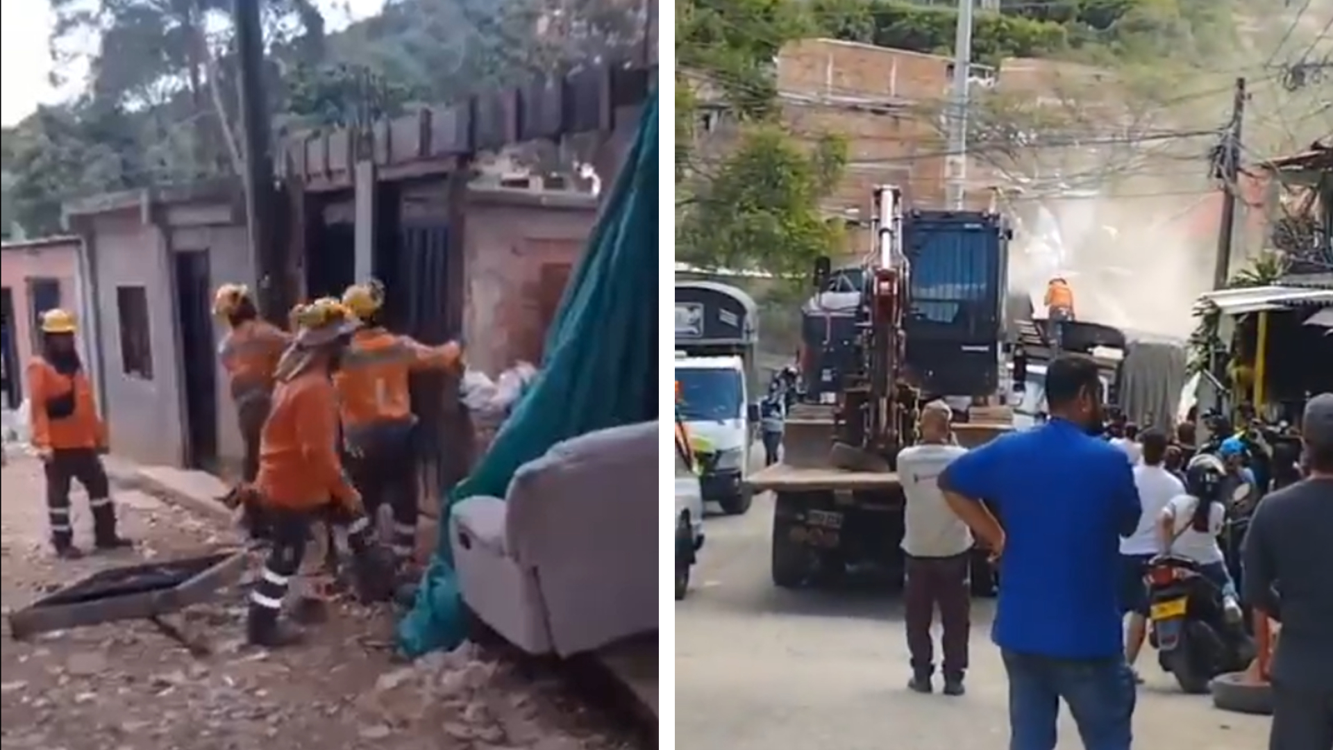 Denuncias de atropellos en demolición de casas en zona de riesgo en Medellín