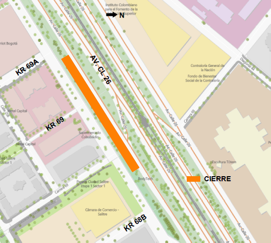 ¡Prográmese! Cerrarán carril en la Av. Calle 26 entre carreras 68 B y 69 A