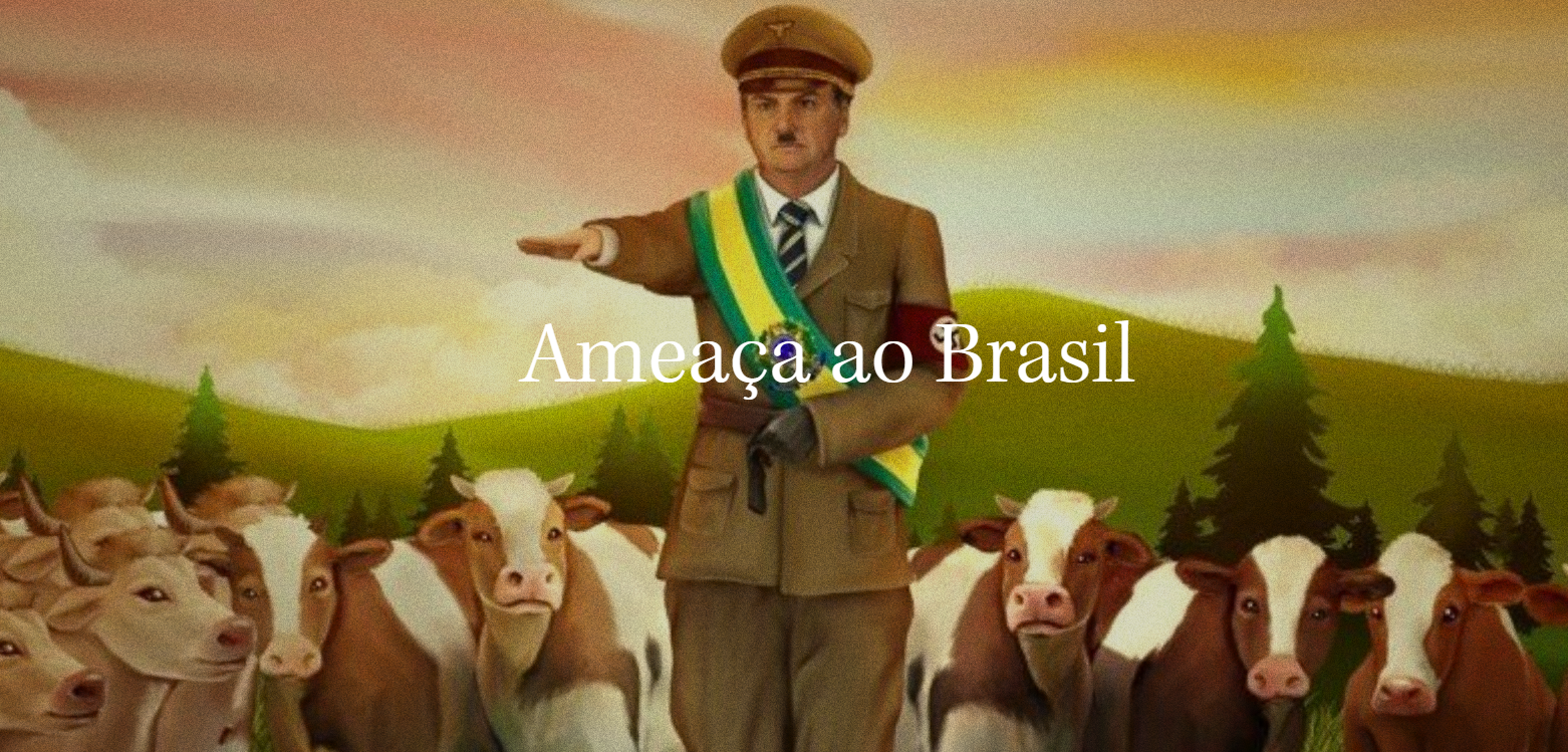 La caricatura de la página principal representa a Bolsonaro como Hitler.