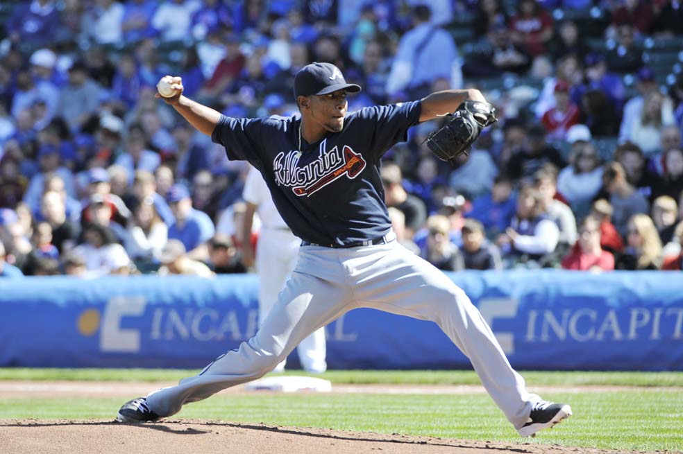 El lanzador colombiano Julio Teherán, de los Bravos de Atlanta. / AFP