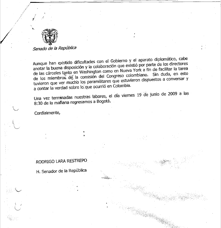 Imagen del informe de Rodrigo Lara