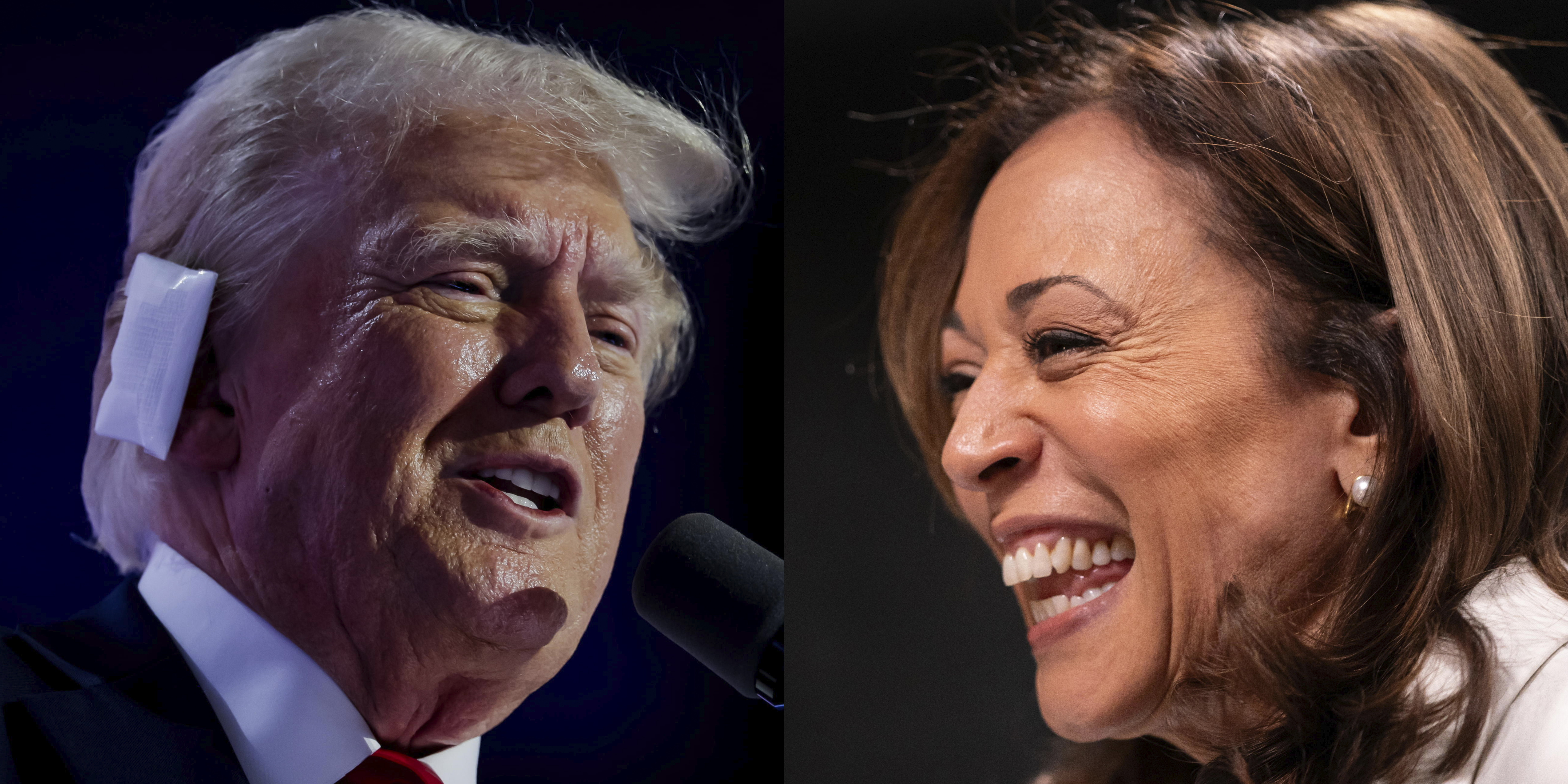 AME3881. BOGOTÁ (COLOMBIA), 22/07/2024.- Combo de dos fotografías que muestra al expresidente de los Estados Unidos, Donald Trump, y a la vicepresidenta de los Estados Unidos, Kamala Harris. El Partido Demócrata podría apostar por la vicepresidenta Kamala Harris como candidata frente al expresidente Donald Trump en las elecciones de noviembre, en un arriesgado intento por superar el racismo y el sexismo que aún persisten en algunos sectores de Estados Unidos y que Trump ha sabido explotar en su beneficio. EFE/ Allison Dinner/nathan Howard / Pool ARCHIVO