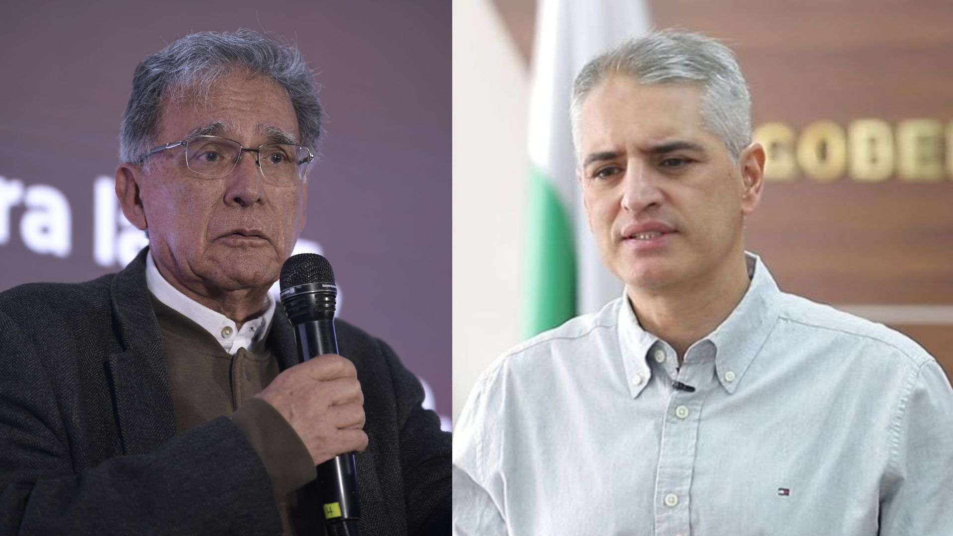 Camilo González Posso, jefe de la delegación de Gobierno en la mesa con el EMBF, y Julián Andrés Rendón, gobernador de Antioquia.