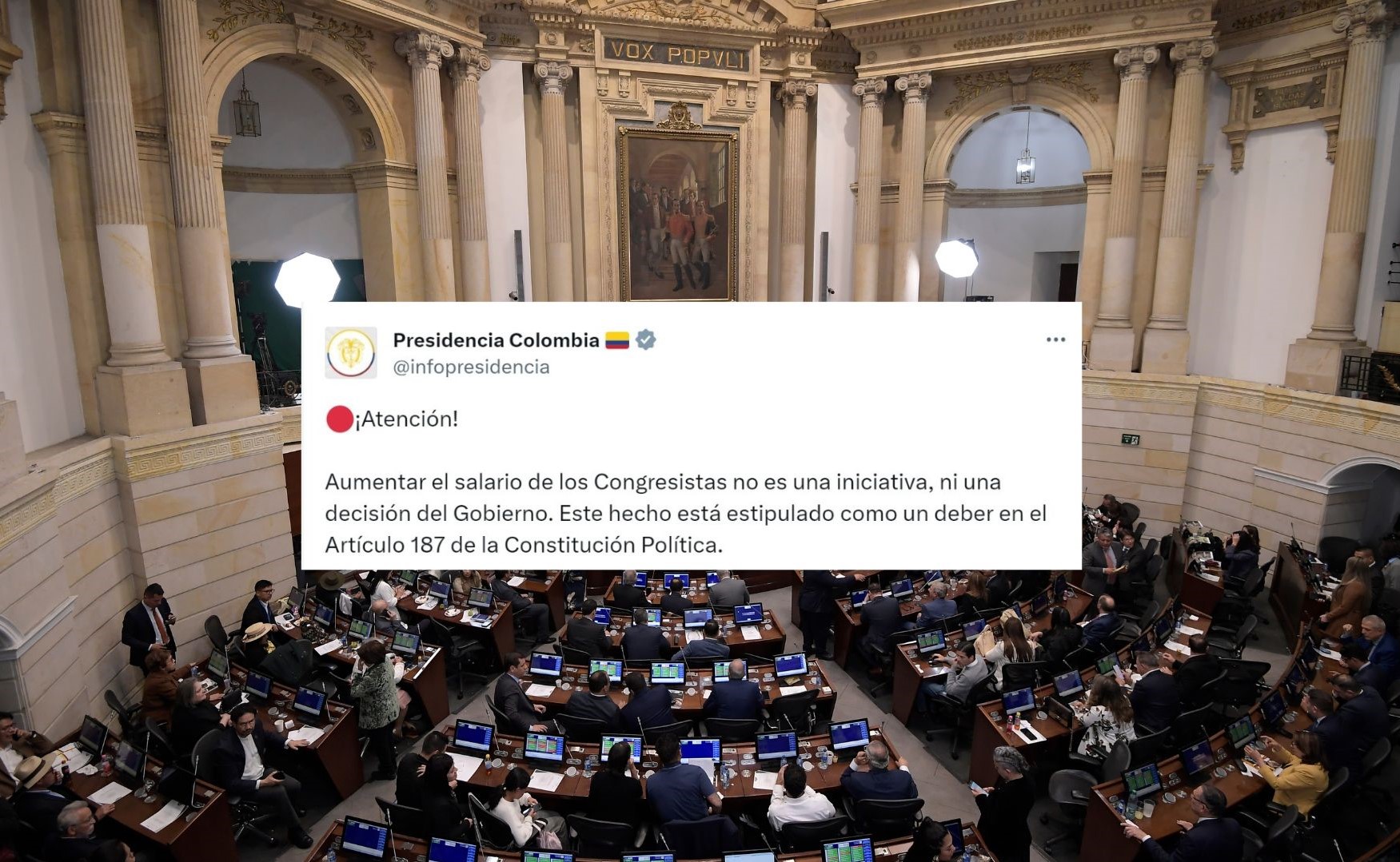 “No es iniciativa, es un deber”: Presidencia sobre aumento de salario a congresistas
