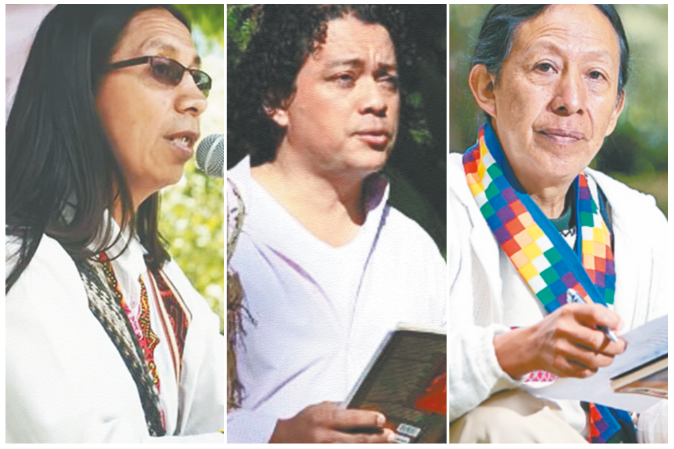 De izquierda a derecha: Hugo Jamioy, Freddy Chikangana y Vito Apashuana. / Cortesía