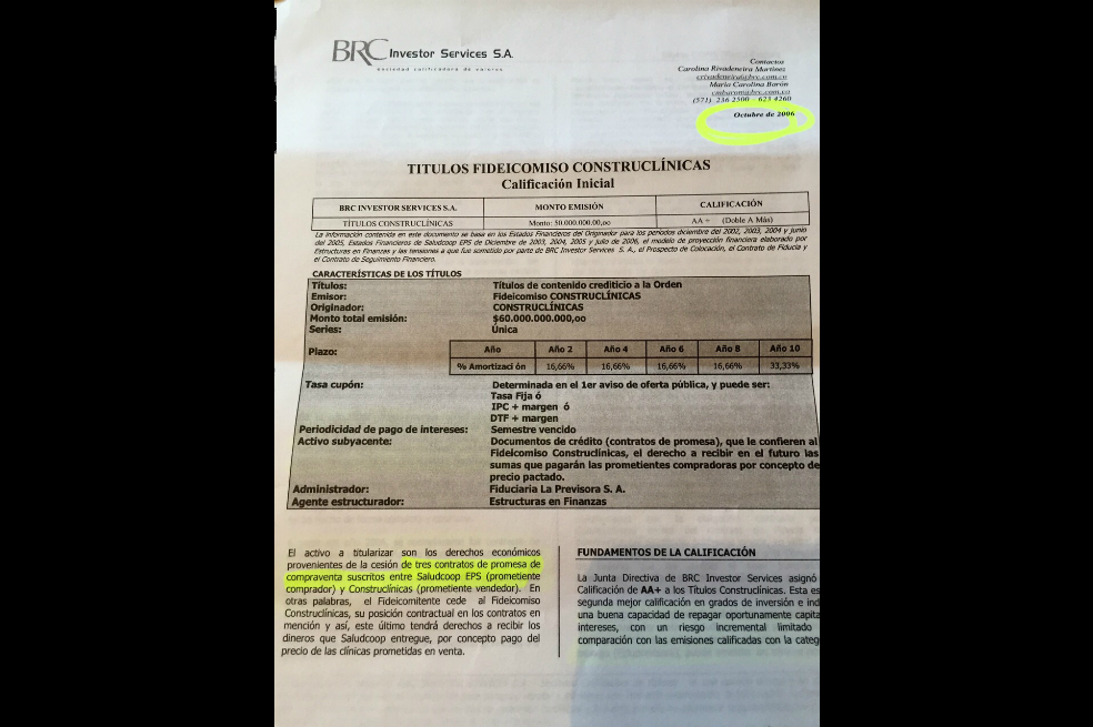 El polémico contrato de Construclínicas con Saludcoop