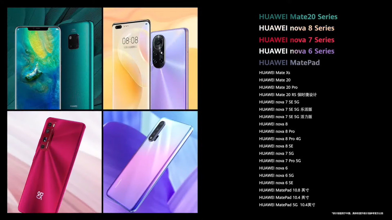 Listado compartido en la presentación de Huawei.