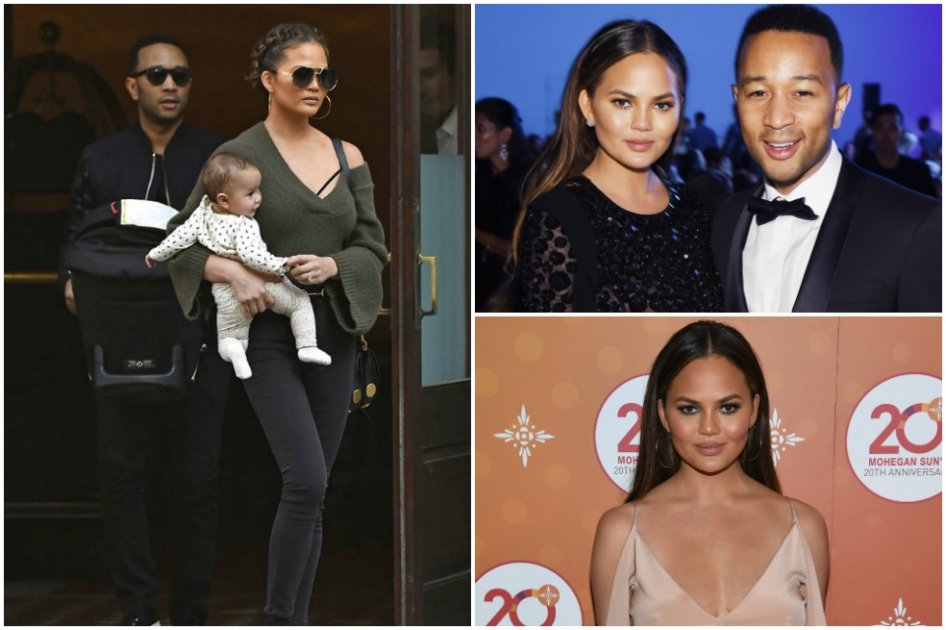 Chrissy Teigen, John Legend y su hija Luna.