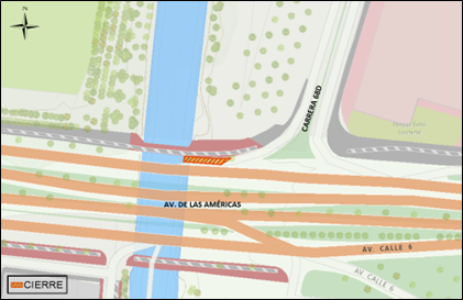¡Ojo! Habrá cierre de un carril en la Av. de las Américas por carrera 68 D