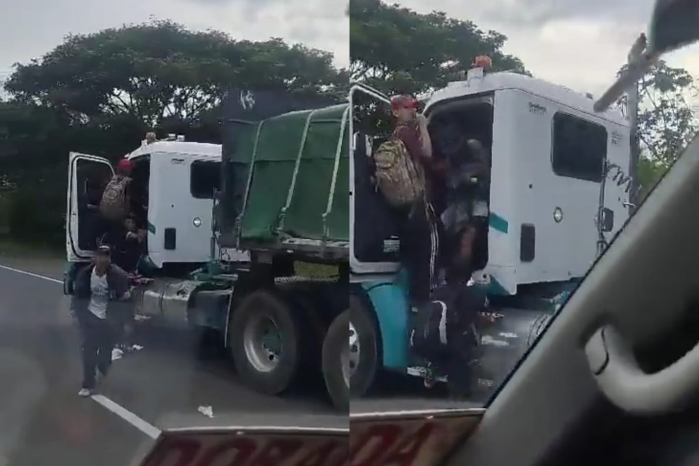 En video quedó registrado un violento atraco en plena vía a un camionero