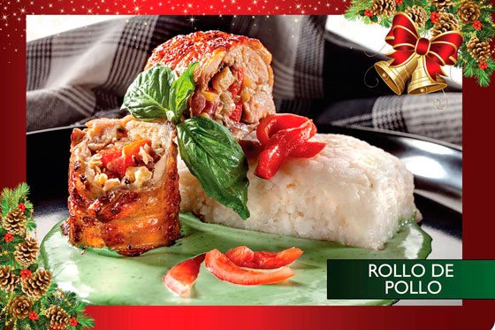 Aprende a preparar Rollo de pollo navideño