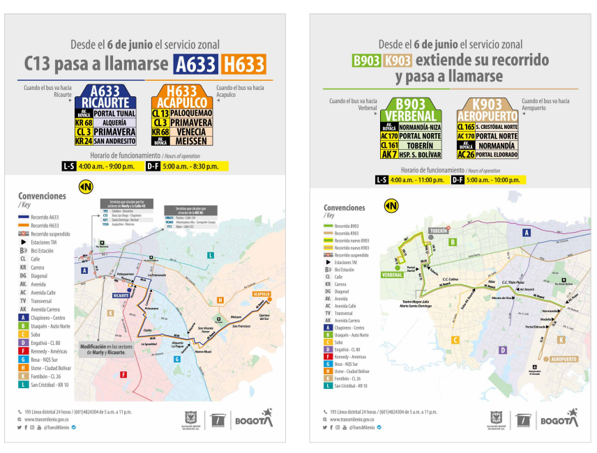 Cambios en rutas del Sitp.
