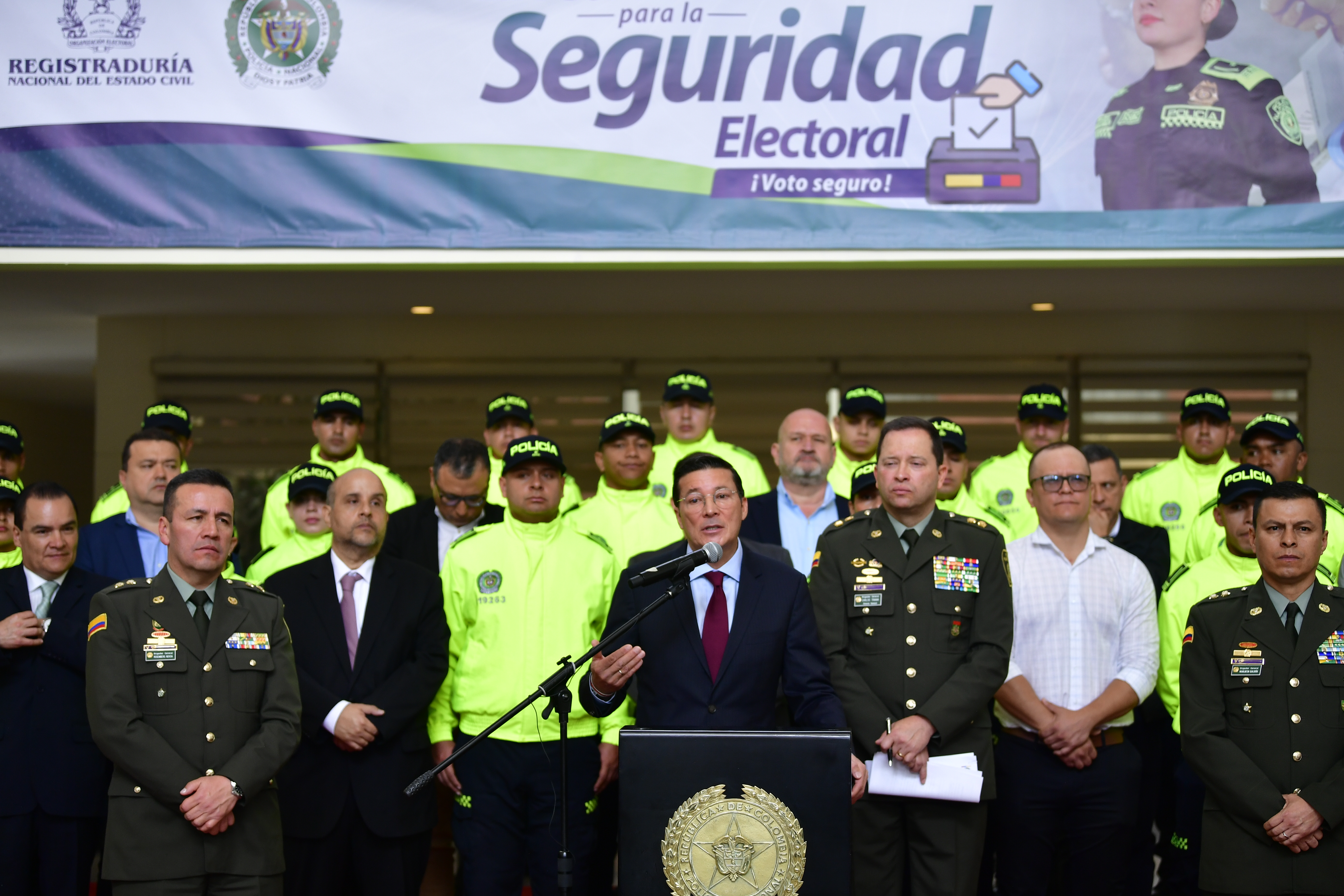Registrador Nacional del estado civil durante la presentación del plan de seguridad electoral para las próximas elecciones