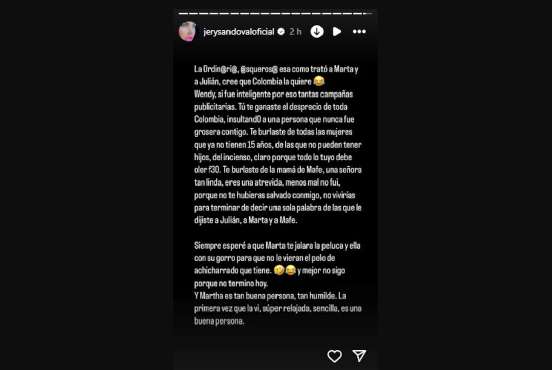 Jery Sandoval atacó a Karen Sevillano: “Te ganaste el desprecio de toda Colombia”
