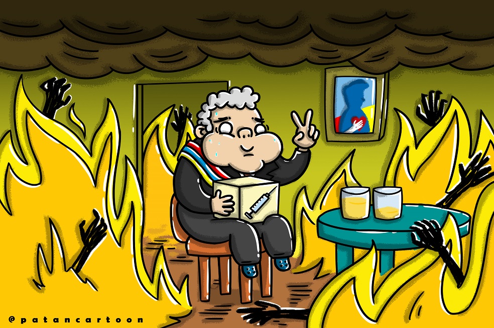 Y el rancho ardiendo