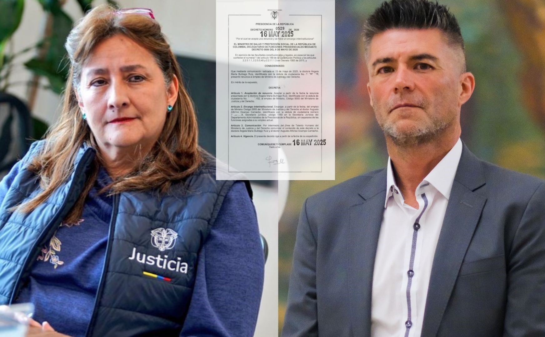 Aceptan renuncia de Buitrago y dejan a Augusto Ocampo como minjusticia encargado