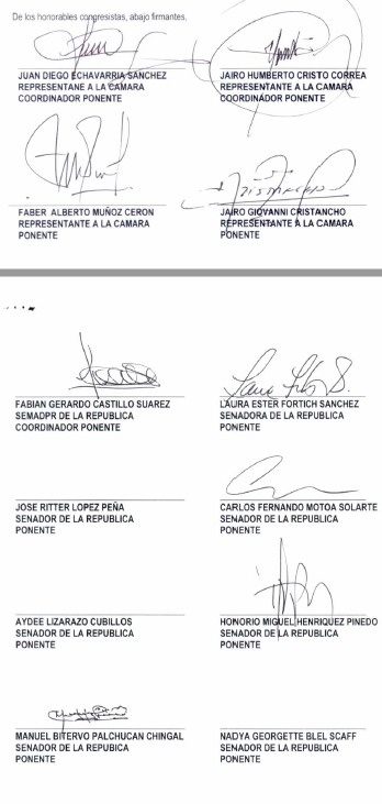 Firmantes del proyecto que busca reformar la salud.