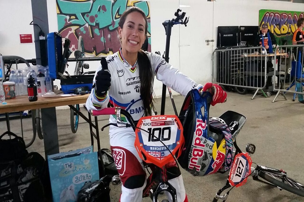 Mariana Pajón en la Copa Mundo de BMX, en Manchester